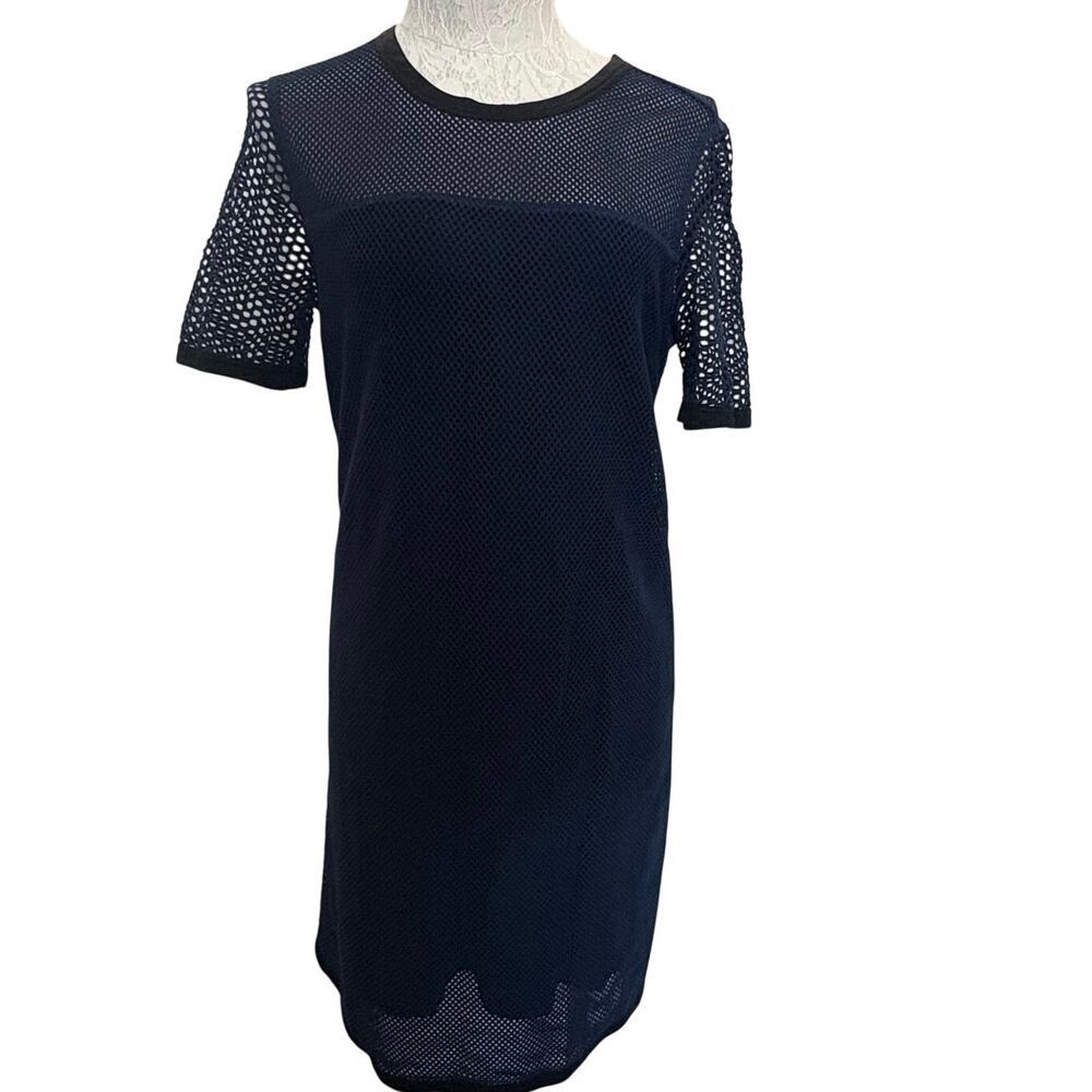 Rag and Bone Luna Mesh Dress Navy Black Sheer Overlay Size Small - Picture 2 of 10